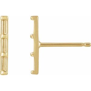14K Yellow 2.5x1 mm Straight Baguette Three-Stone Bar Earring Mounting