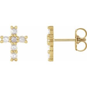 14K Yellow 1/5 CTW Rose-Cut Natural Diamond Cross Earings