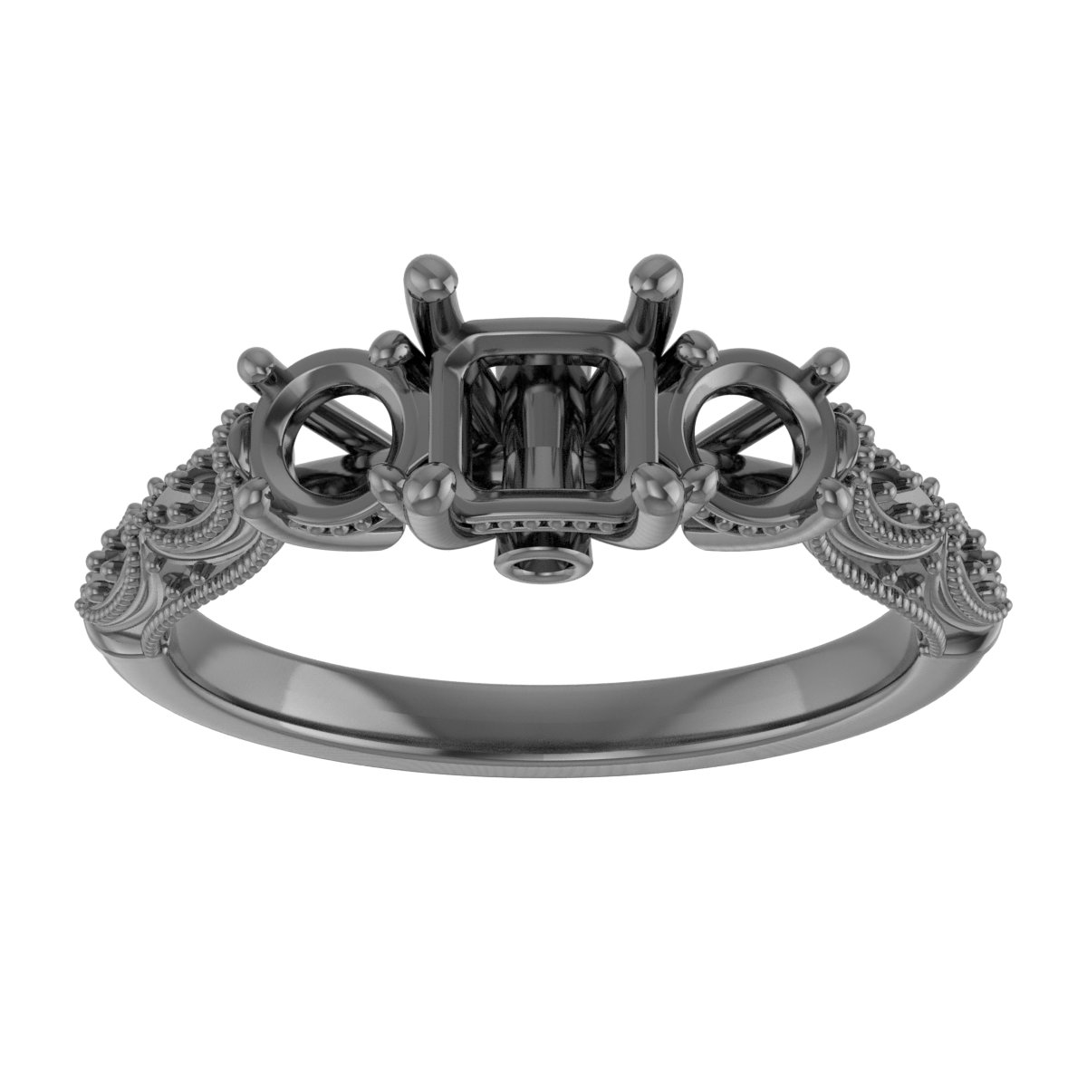 8 mm Asscher Engagement Ring Mounting view 3