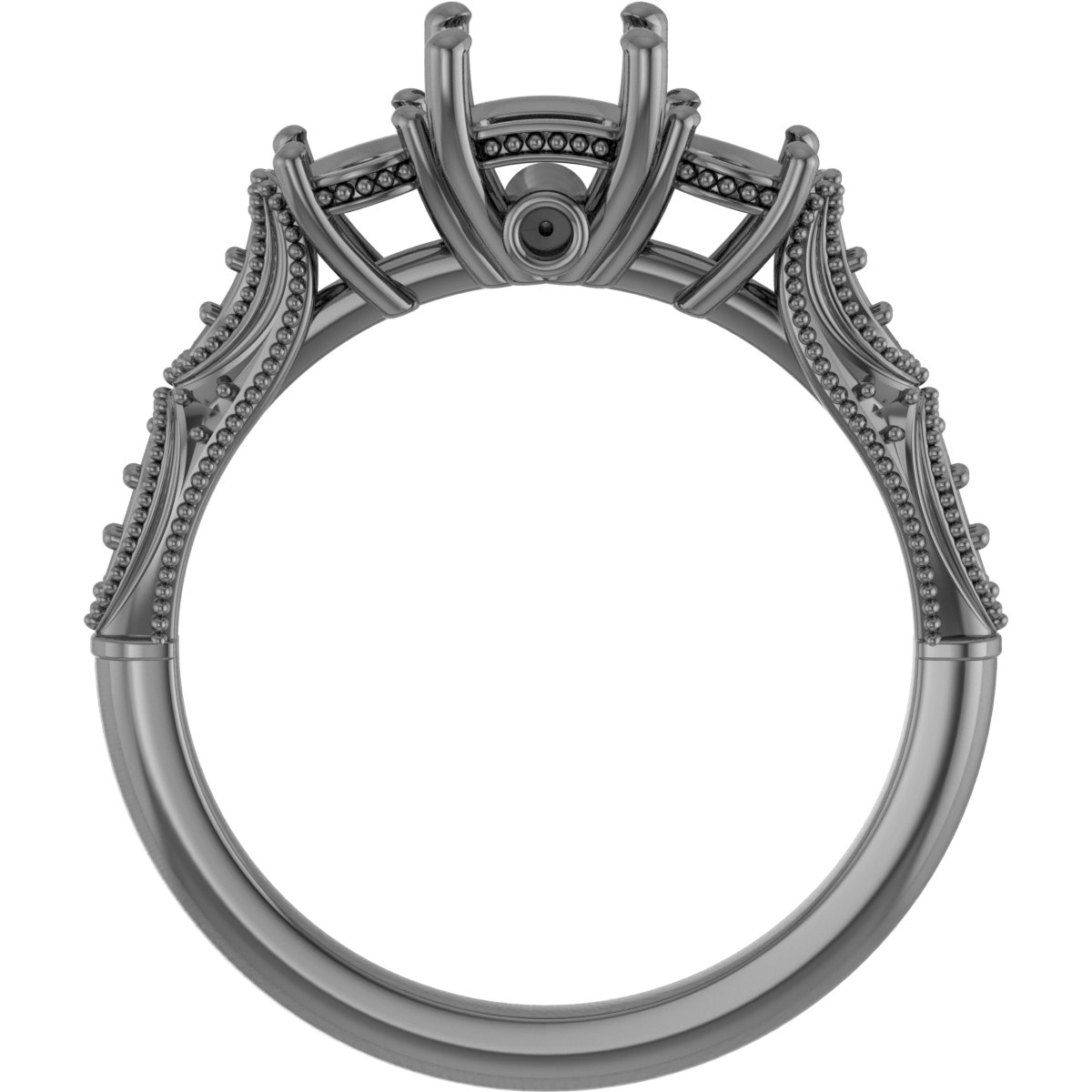 8 mm Asscher Engagement Ring Mounting view 2