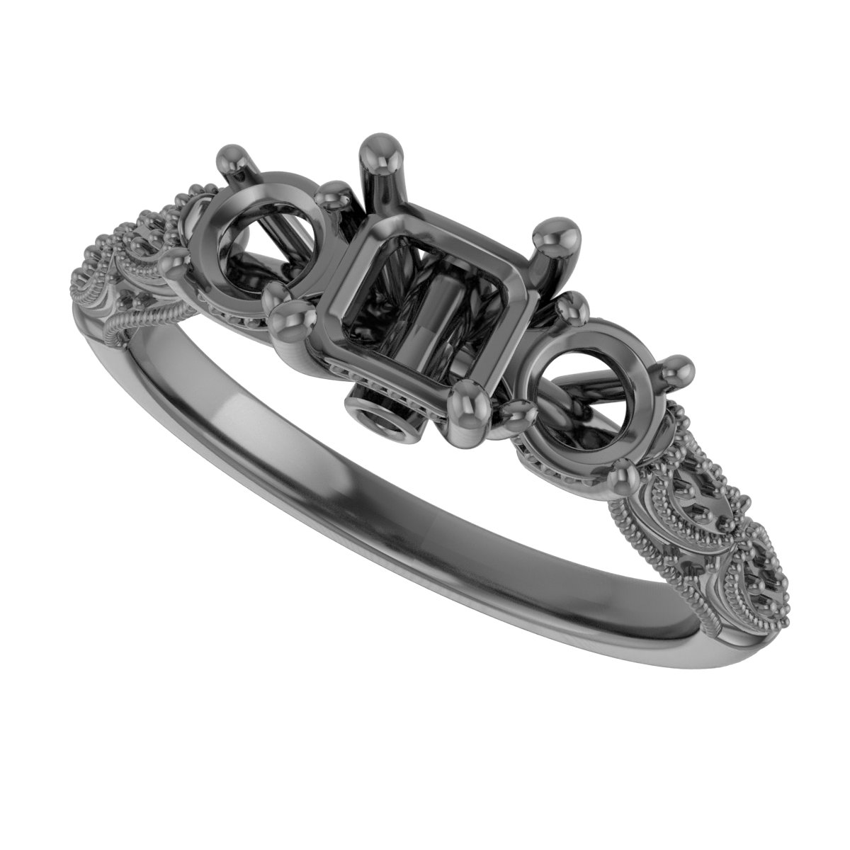 8 mm Asscher Engagement Ring Mounting view 5
