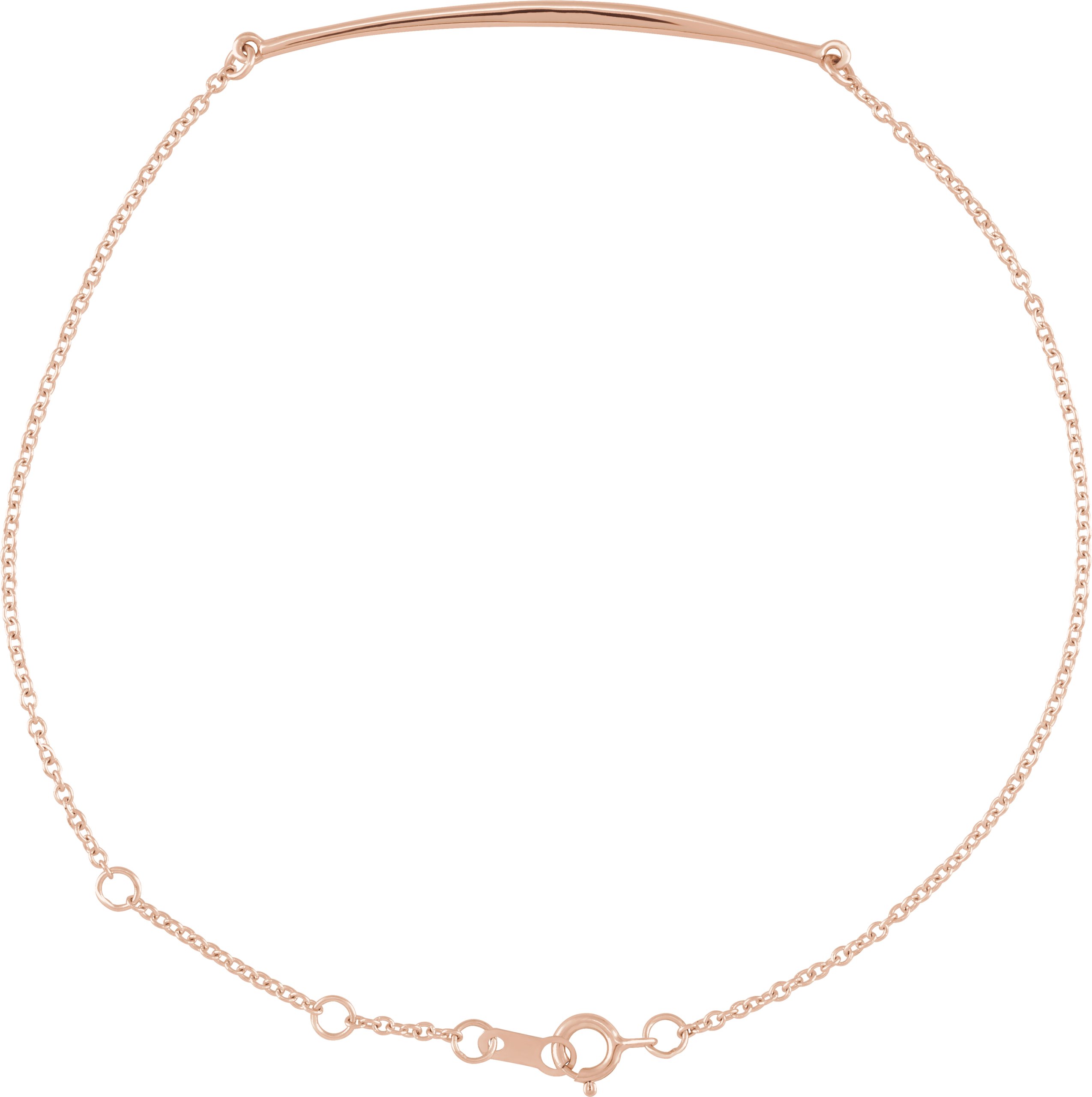 14K Rose Curved Bar 6 1/2-7 1/2 Bracelet