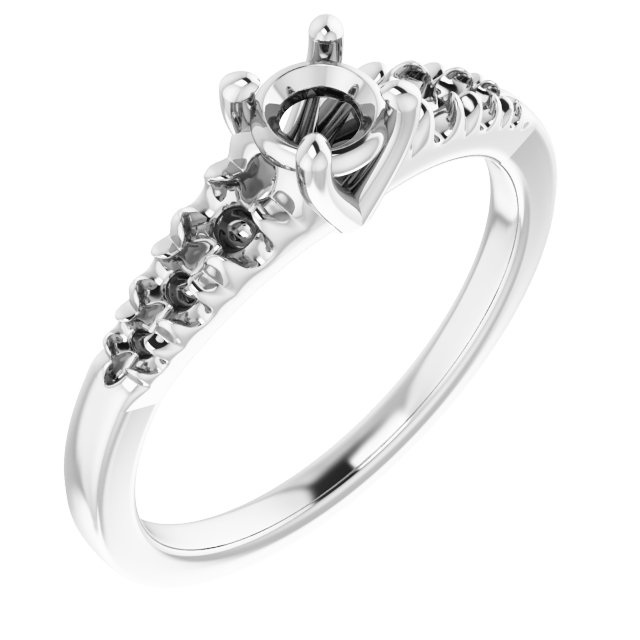 French-Set Accented Engagement Ring