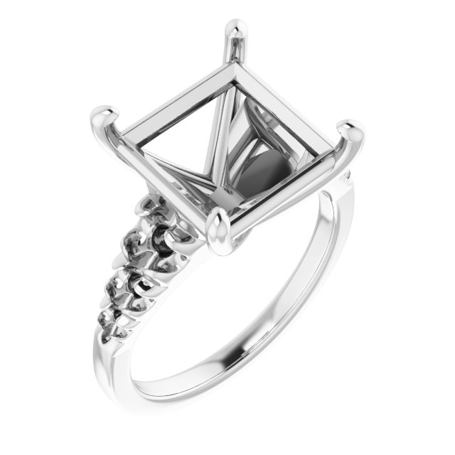 French-Set Accented Engagement Ring