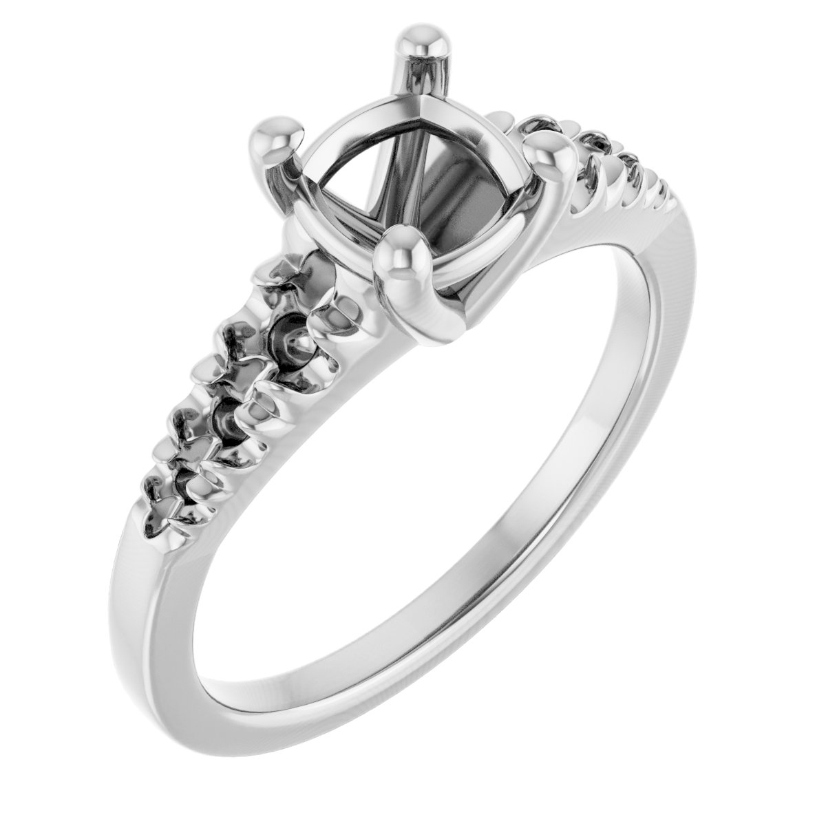 French-Set Accented Engagement Ring
