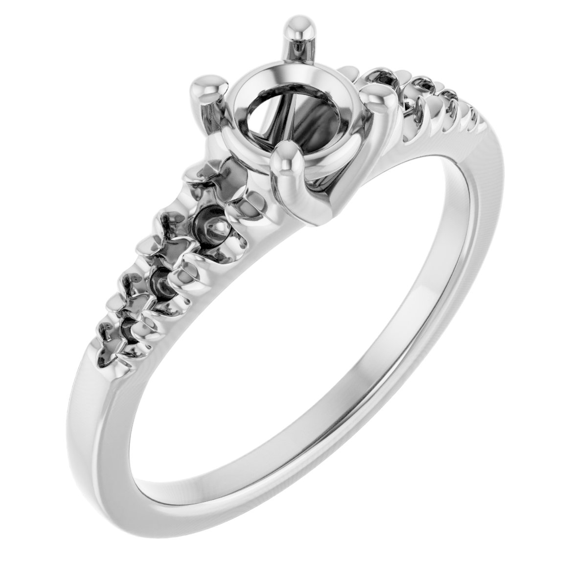 French-Set Accented Engagement Ring