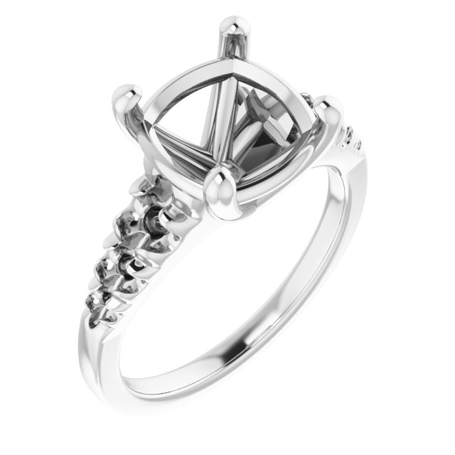 French-Set Accented Engagement Ring