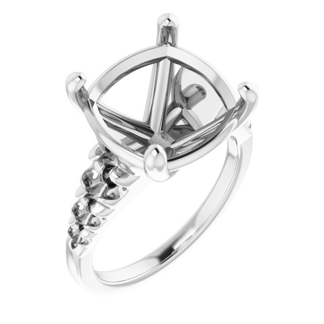 French-Set Accented Engagement Ring