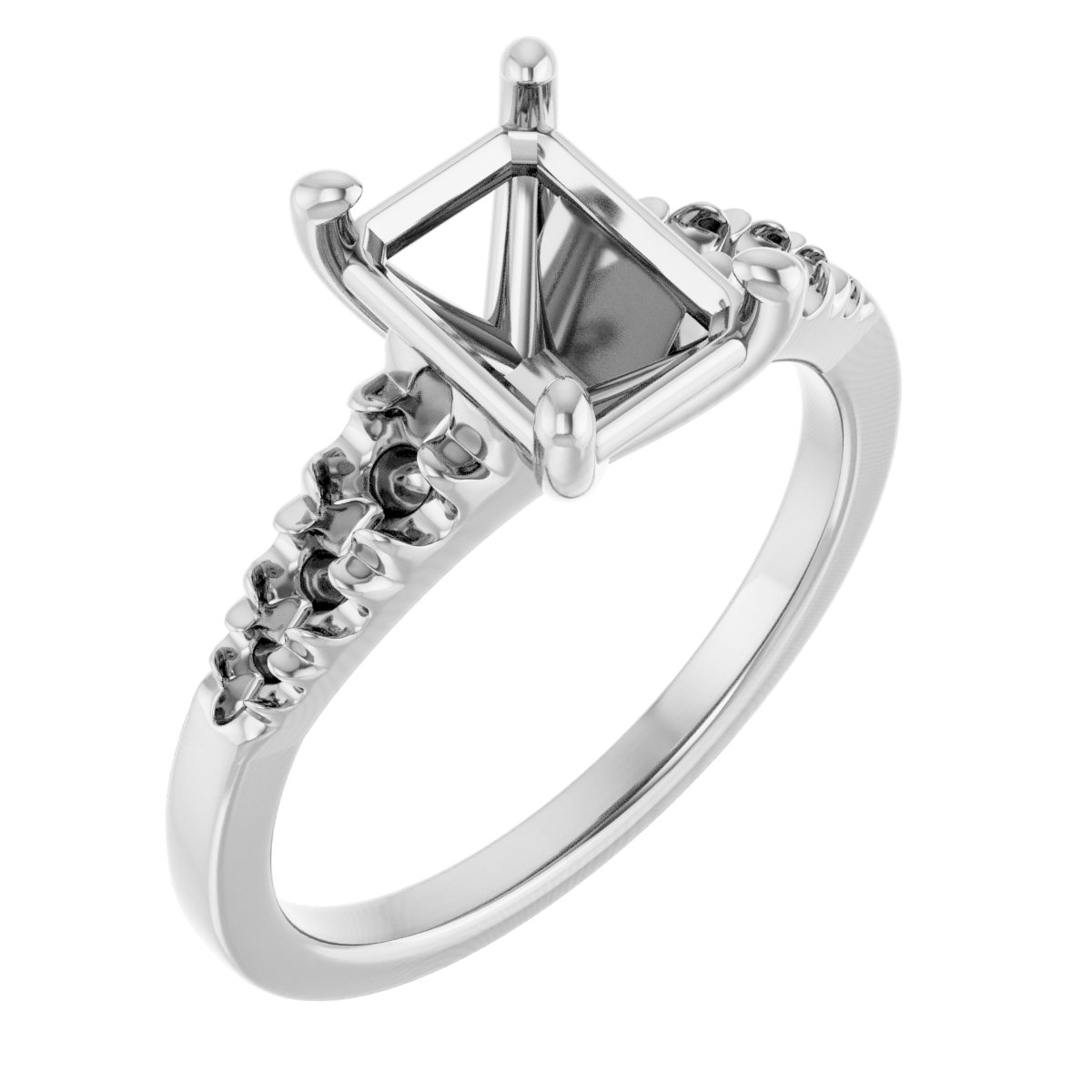 French-Set Accented Engagement Ring