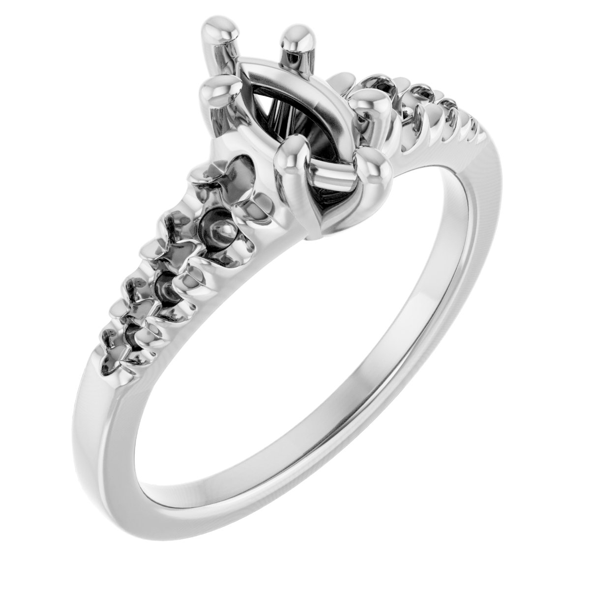 French-Set Accented Engagement Ring