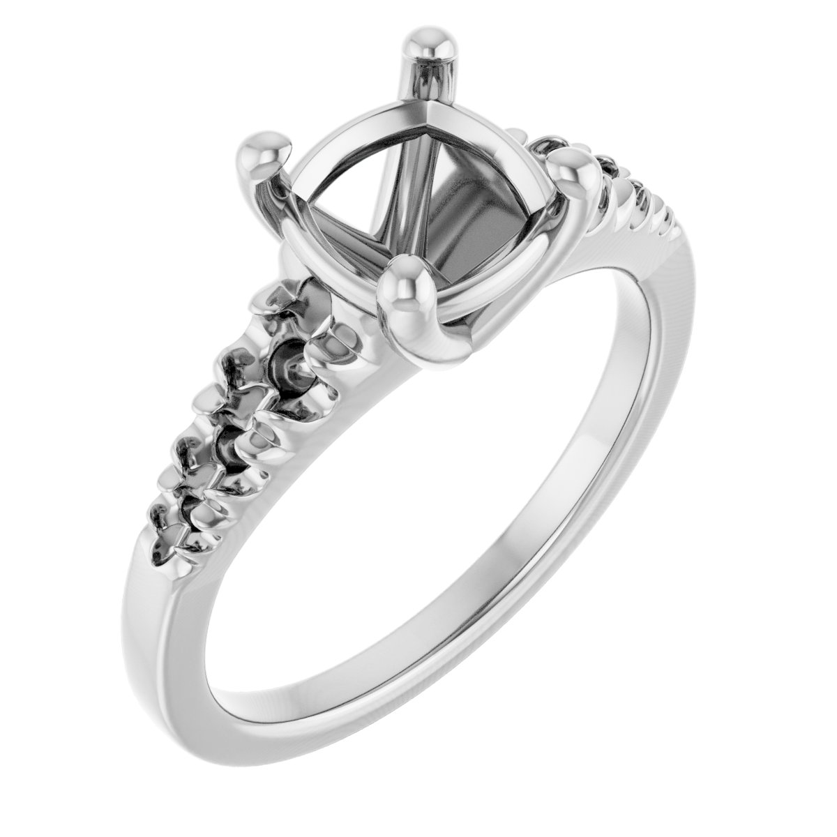 French-Set Accented Engagement Ring