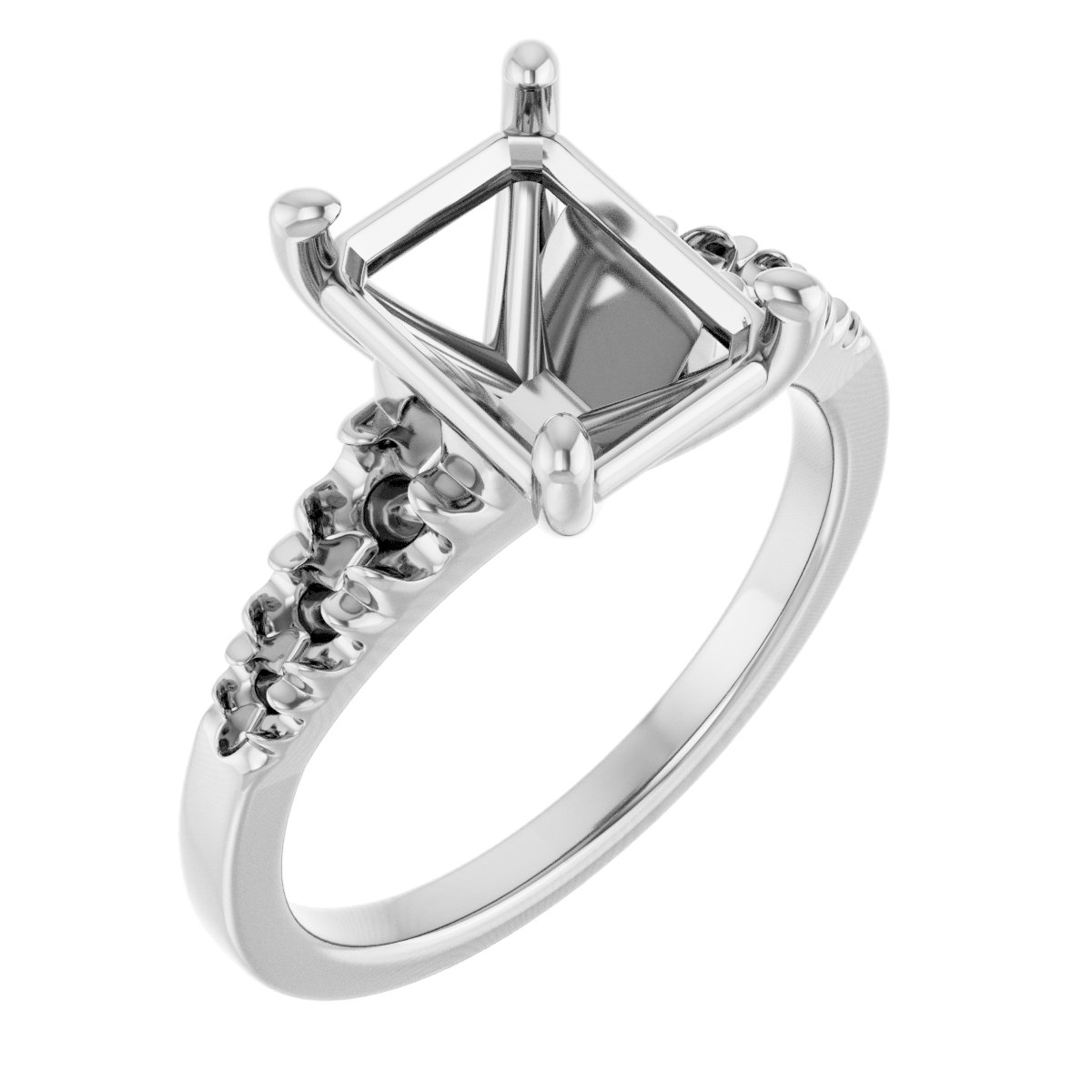 French-Set Accented Engagement Ring