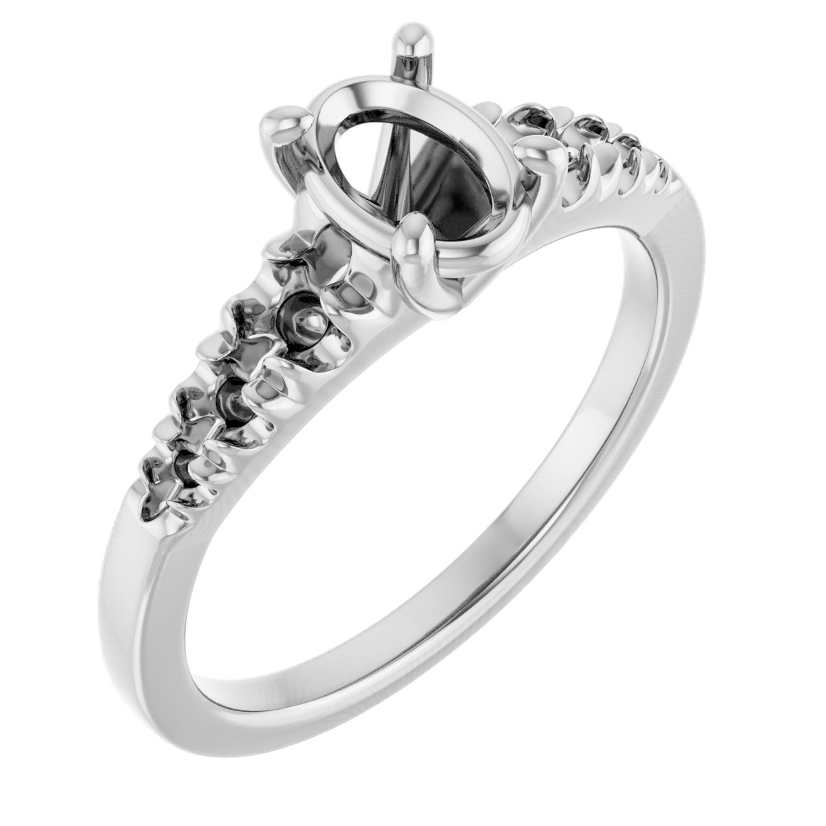 French-Set Accented Engagement Ring