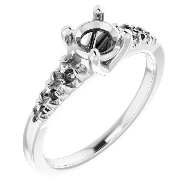French-Set Accented Engagement Ring