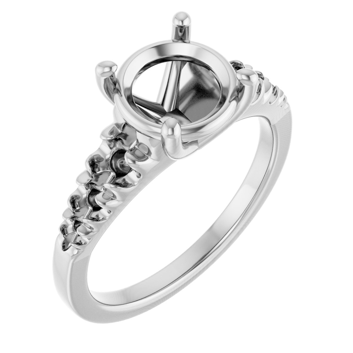 French-Set Accented Engagement Ring