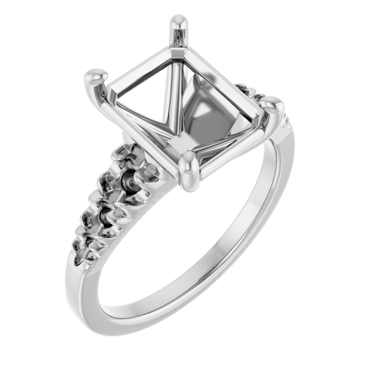 French-Set Accented Engagement Ring