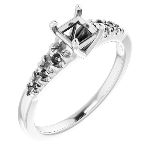 French-Set Accented Engagement Ring