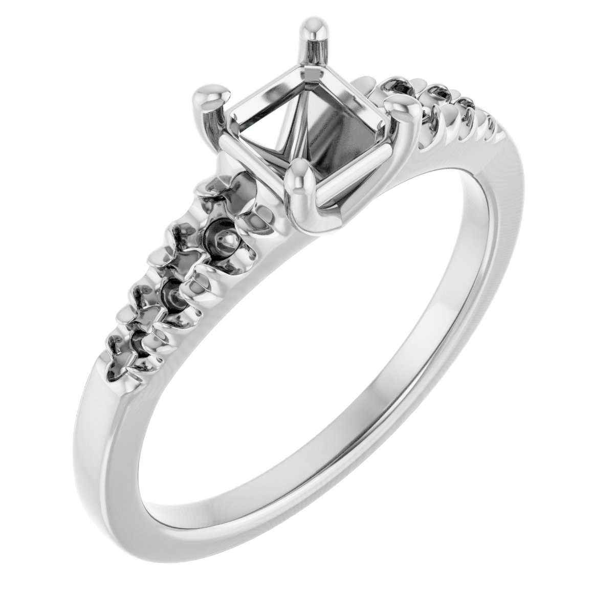 French-Set Accented Engagement Ring