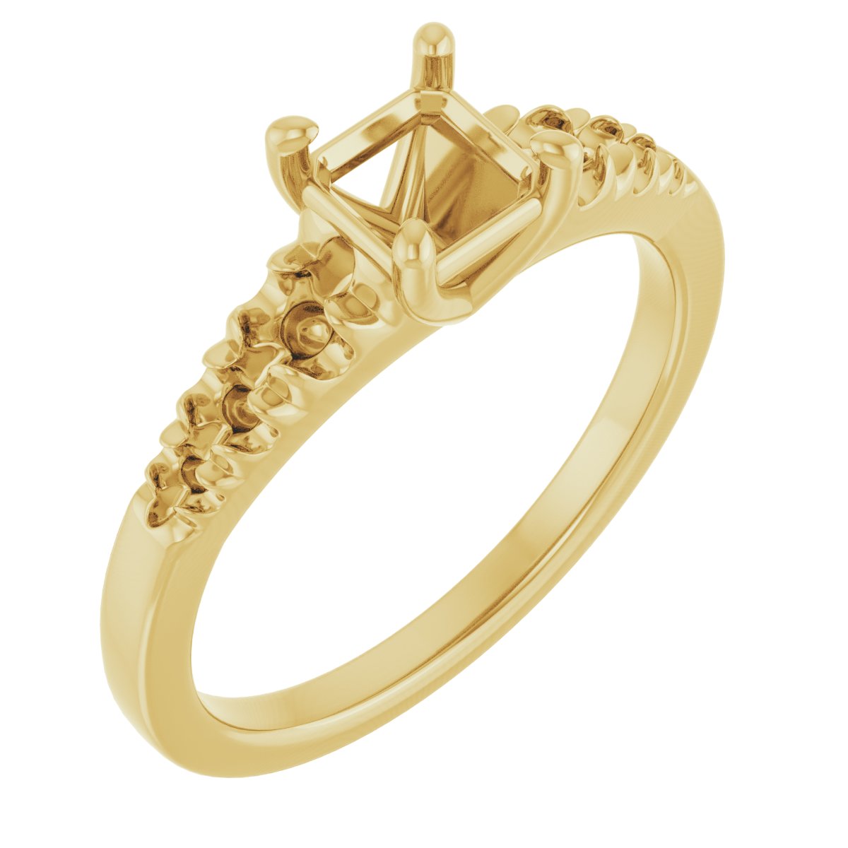 French-Set Accented Engagement Ring