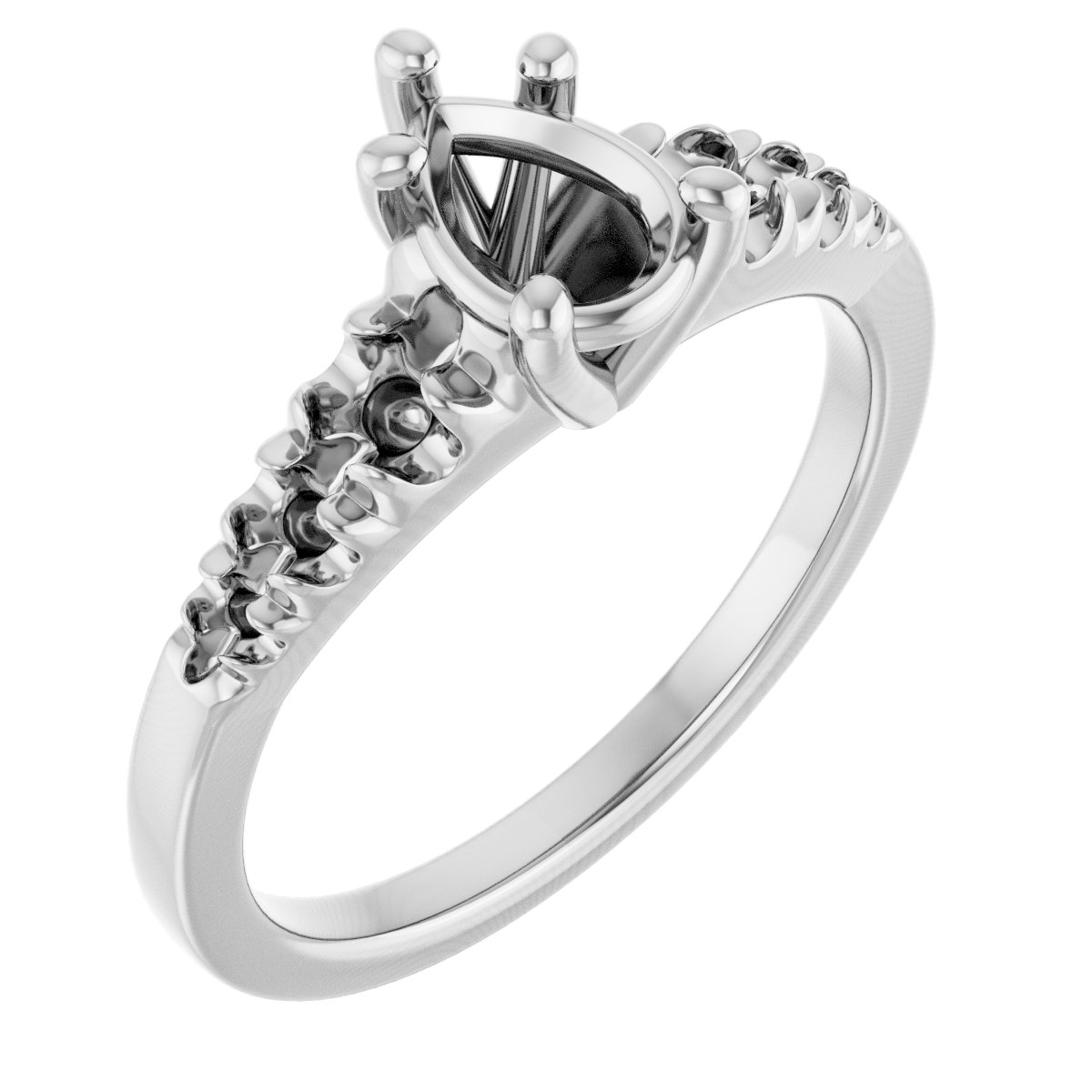 French-Set Accented Engagement Ring