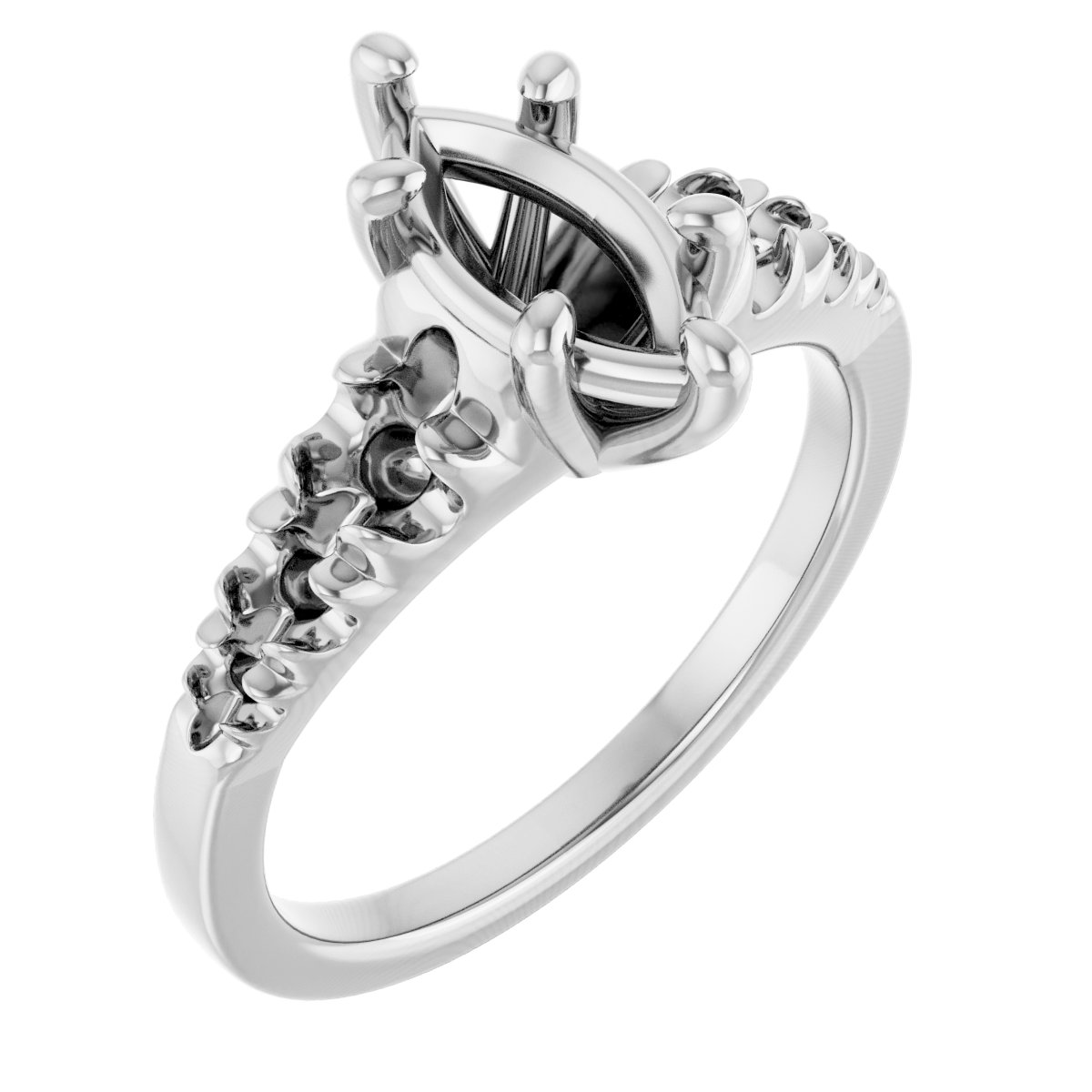 French-Set Accented Engagement Ring