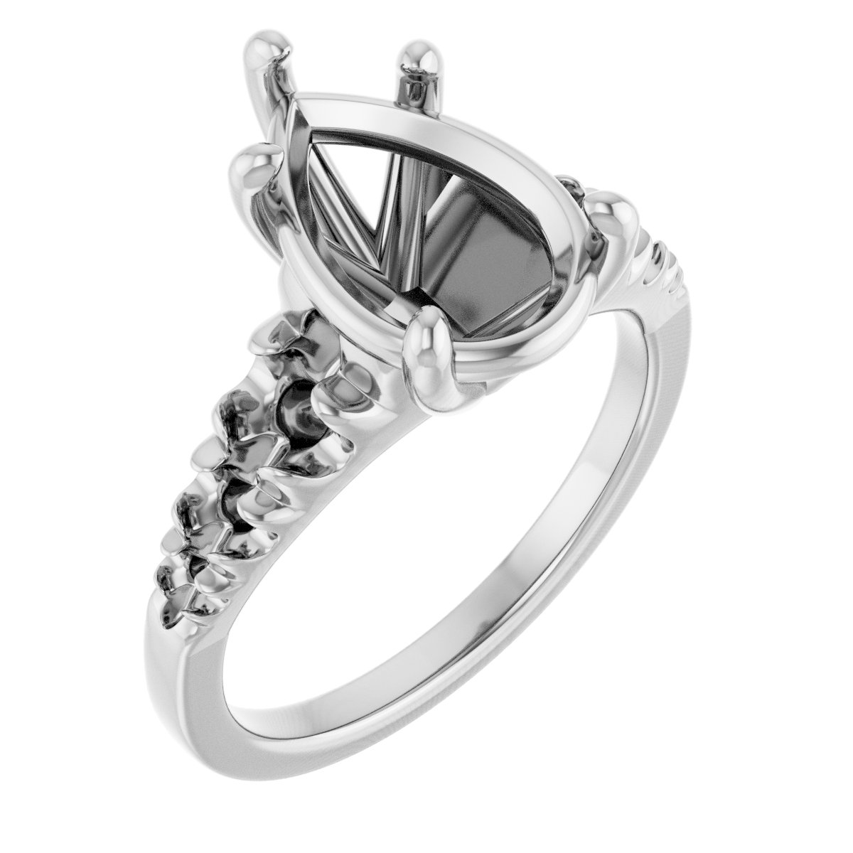 French-Set Accented Engagement Ring