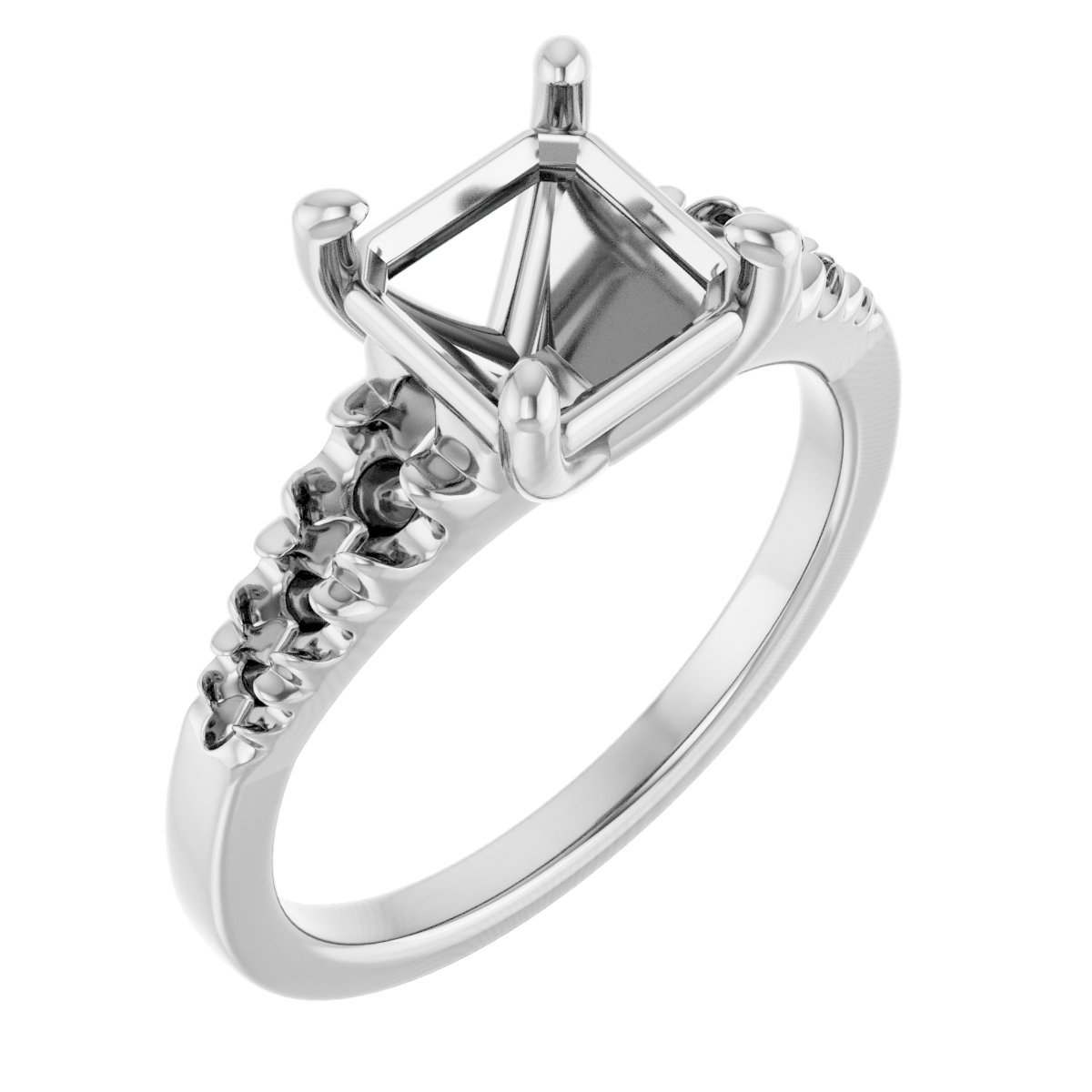 French-Set Accented Engagement Ring