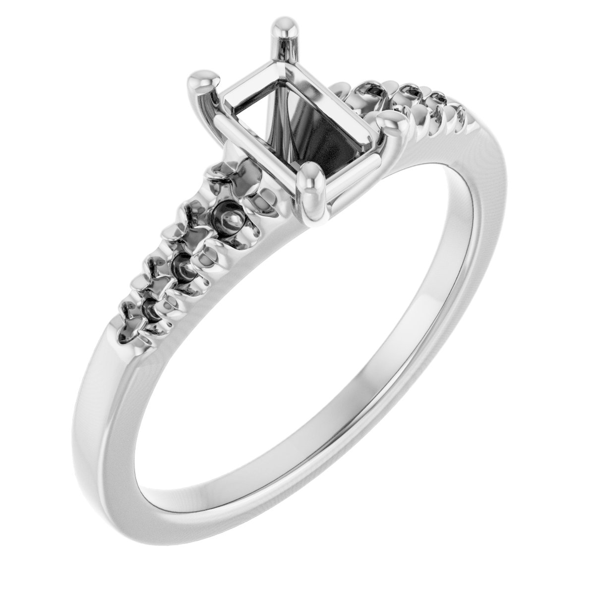 French-Set Accented Engagement Ring