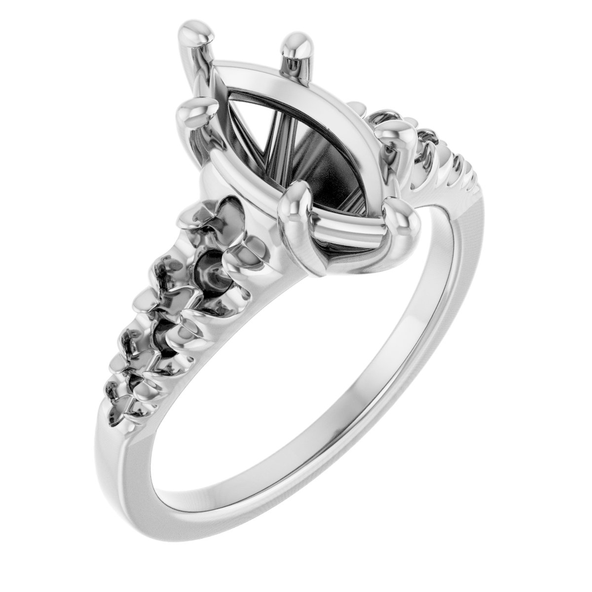 French-Set Accented Engagement Ring
