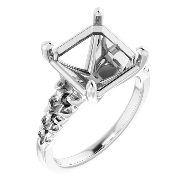 French-Set Accented Engagement Ring