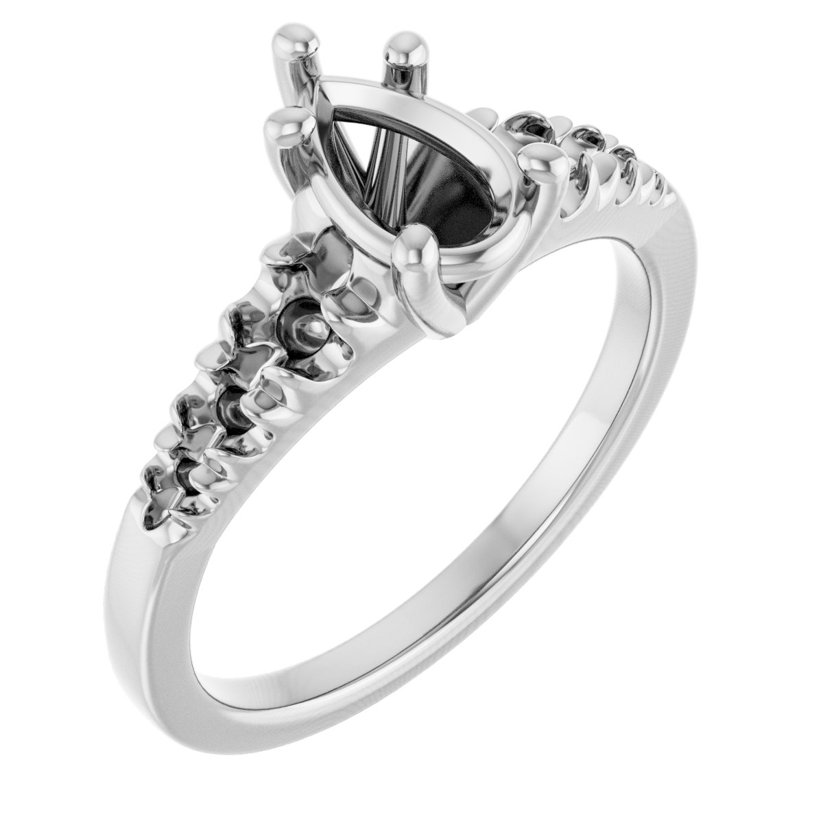 French-Set Accented Engagement Ring