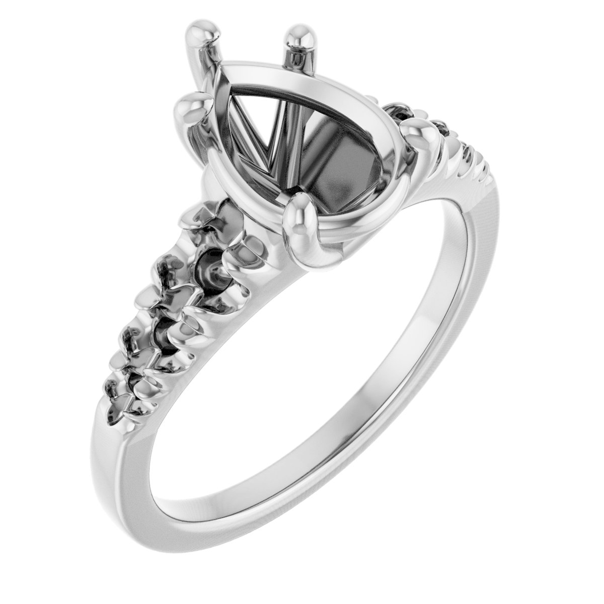 French-Set Accented Engagement Ring