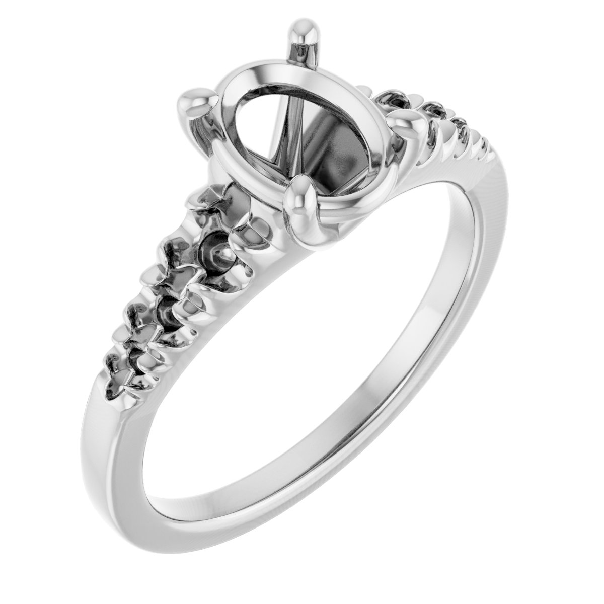 French-Set Accented Engagement Ring