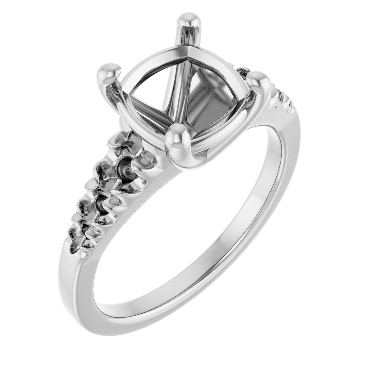 French-Set Accented Engagement Ring