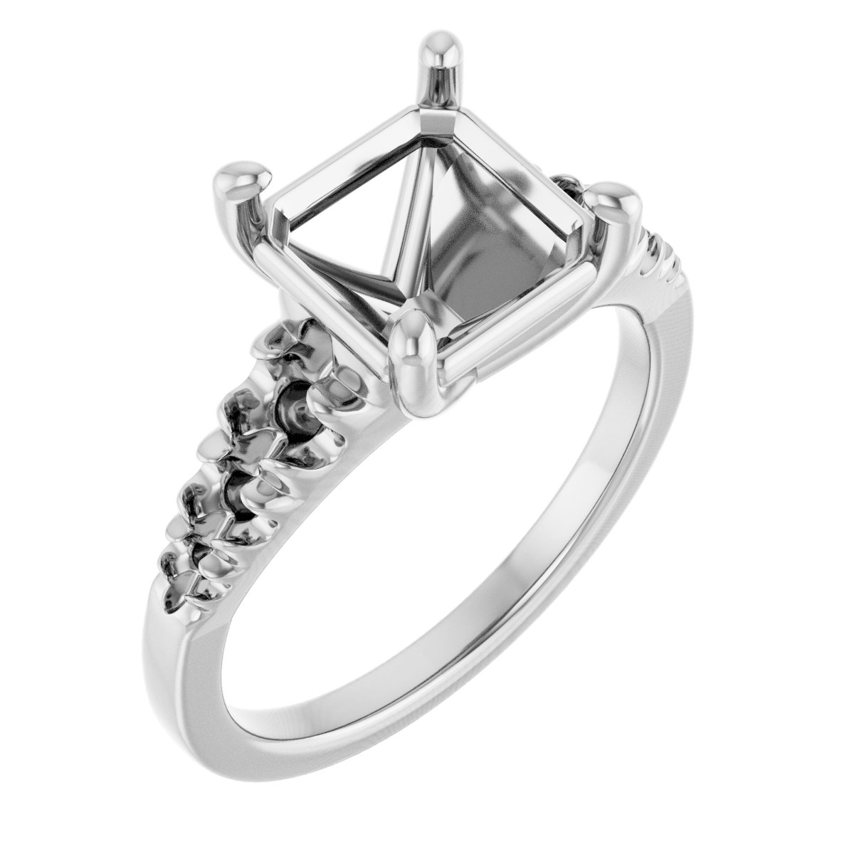 French-Set Accented Engagement Ring