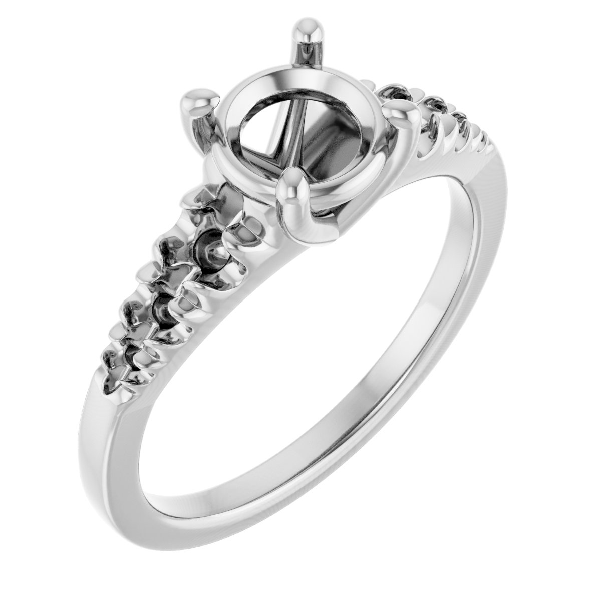 French-Set Accented Engagement Ring