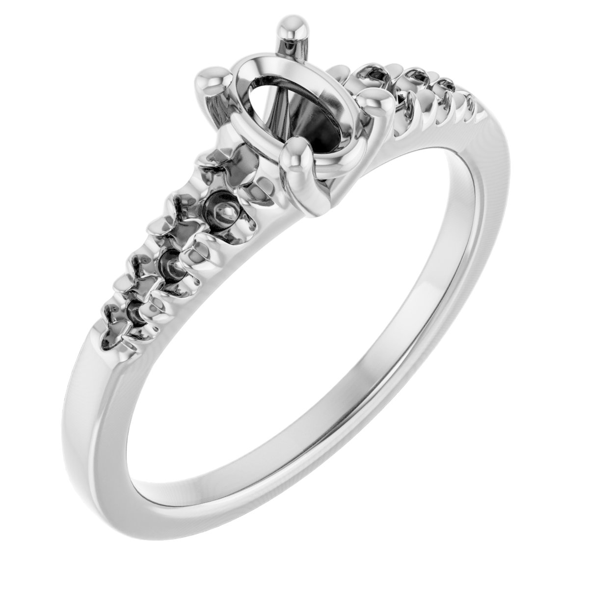 French-Set Accented Engagement Ring