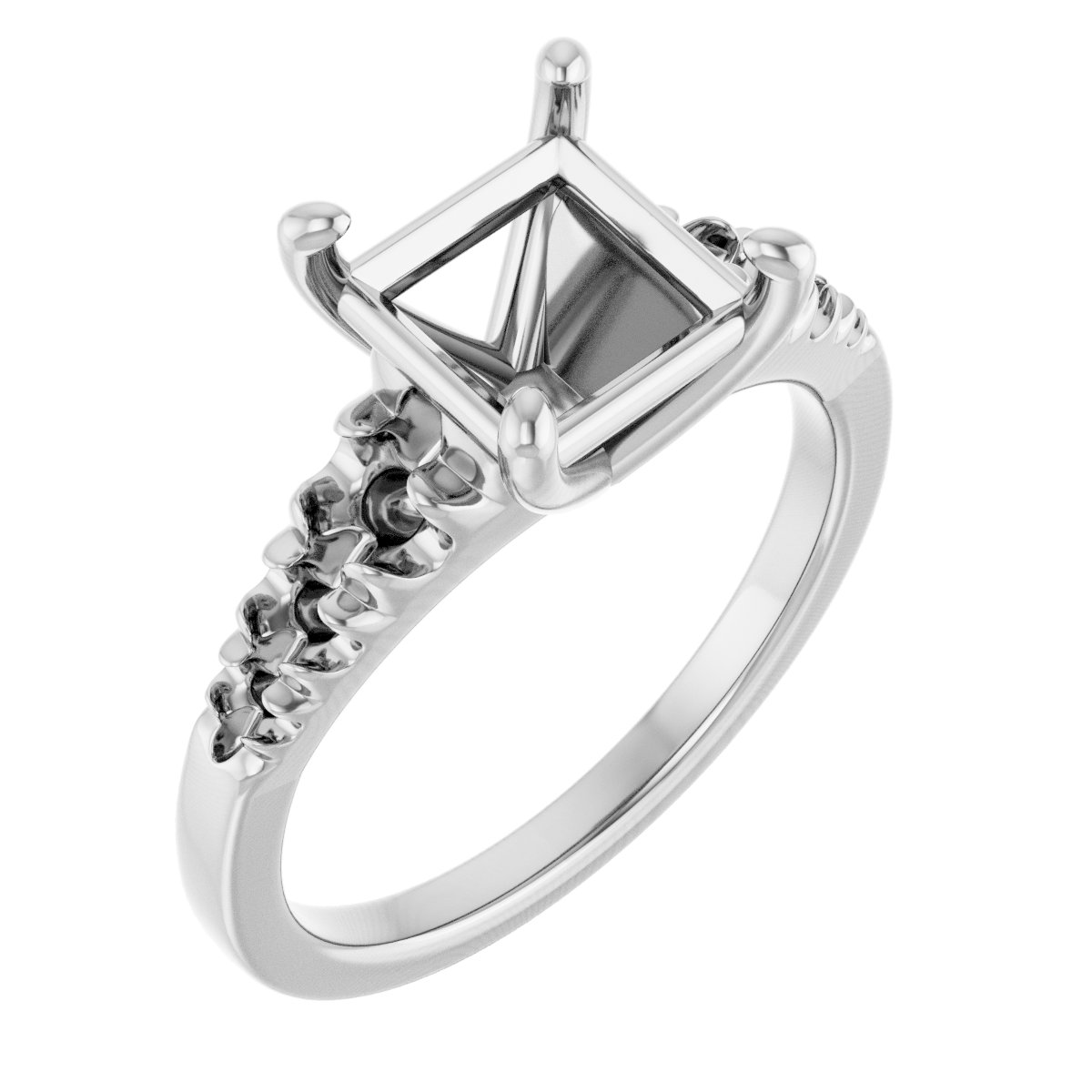 French-Set Accented Engagement Ring