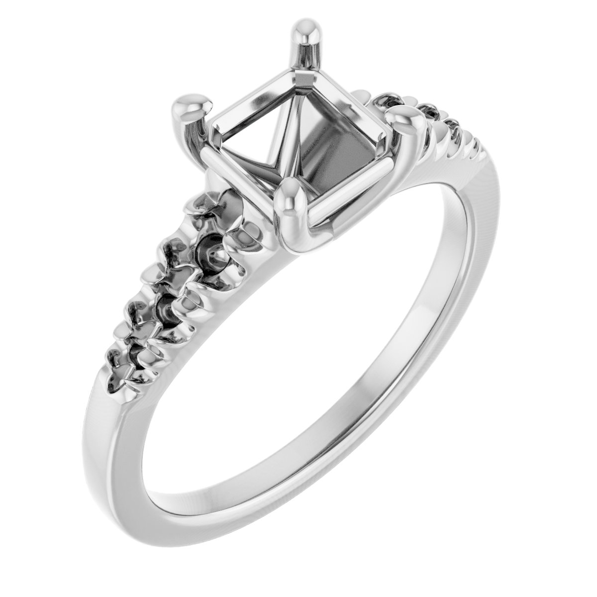 French-Set Accented Engagement Ring