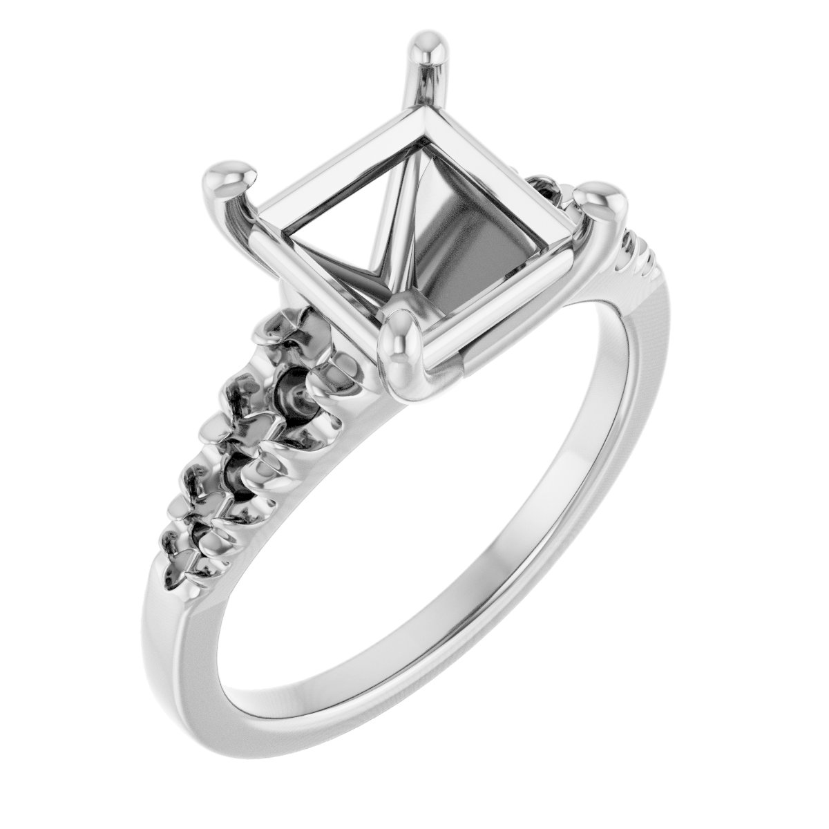 French-Set Accented Engagement Ring
