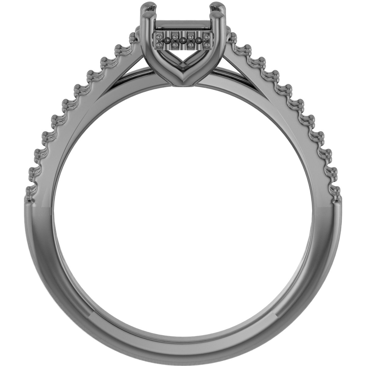 6x4 mm Oval Double Row Engagement Ring Mounting view 2