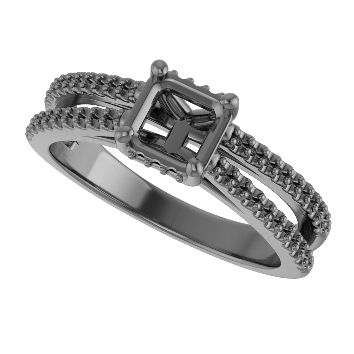 6x4 mm Oval Double Row Engagement Ring Mounting view 5