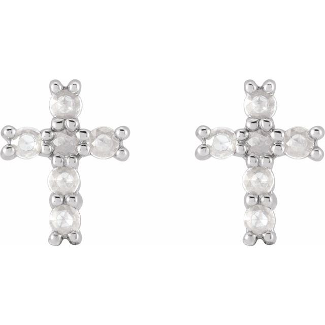 14WH 1/5 CTW Rose-Cut Natural Diamond Cross Earings