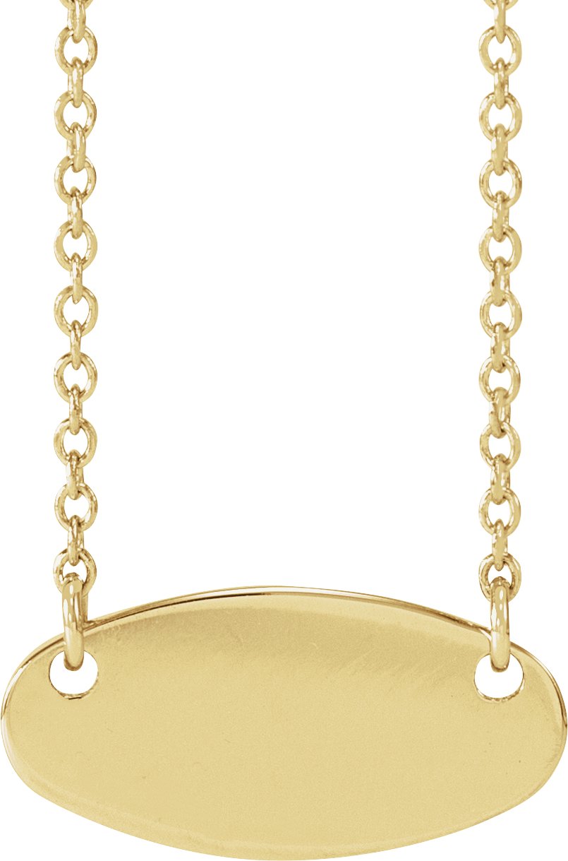 14K Yellow Engravable Oval 18" Necklace