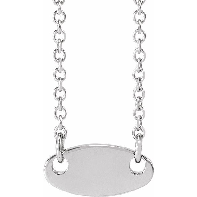 14K White 8x4.5 mm Oval 18" Necklace