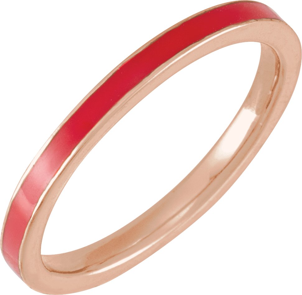 14K Rose Red Enamel Stackable Ring Ref 19517361