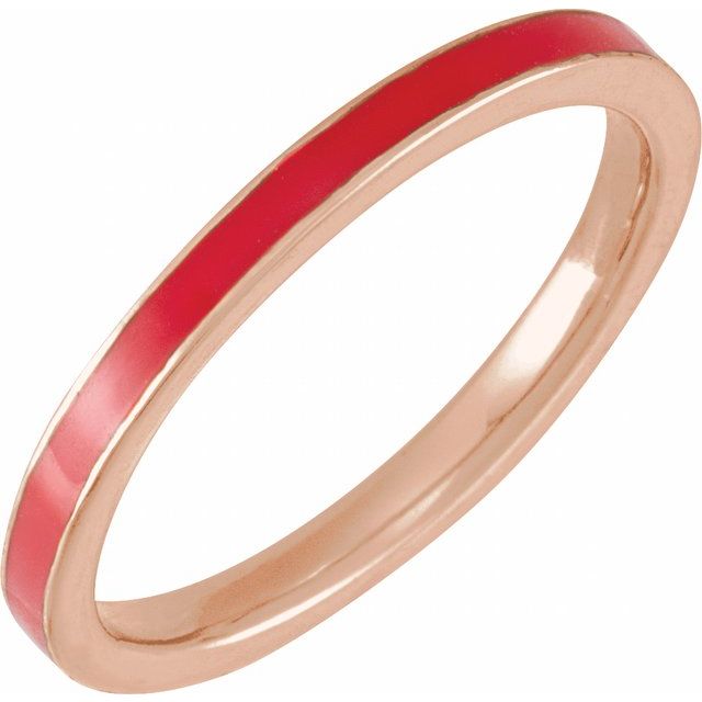 14K Rose Red Enamel Stackable Ring