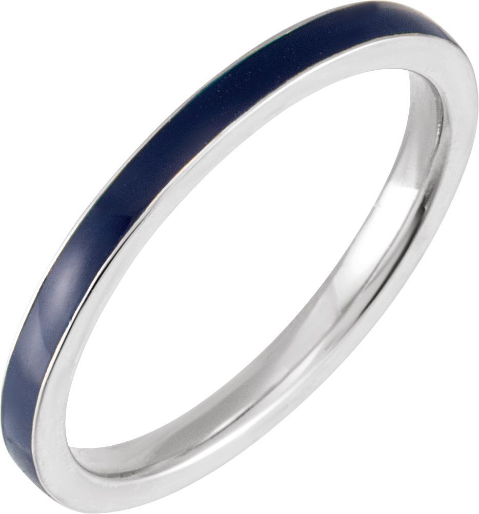 14K White Blue Enamel Stackable Ring Ref 19517357