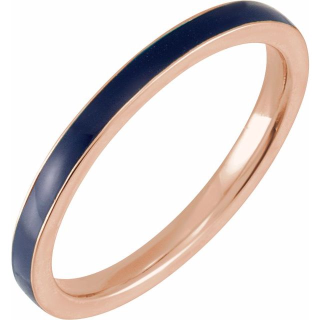 14K Rose Blue Enamel Stackable Ring