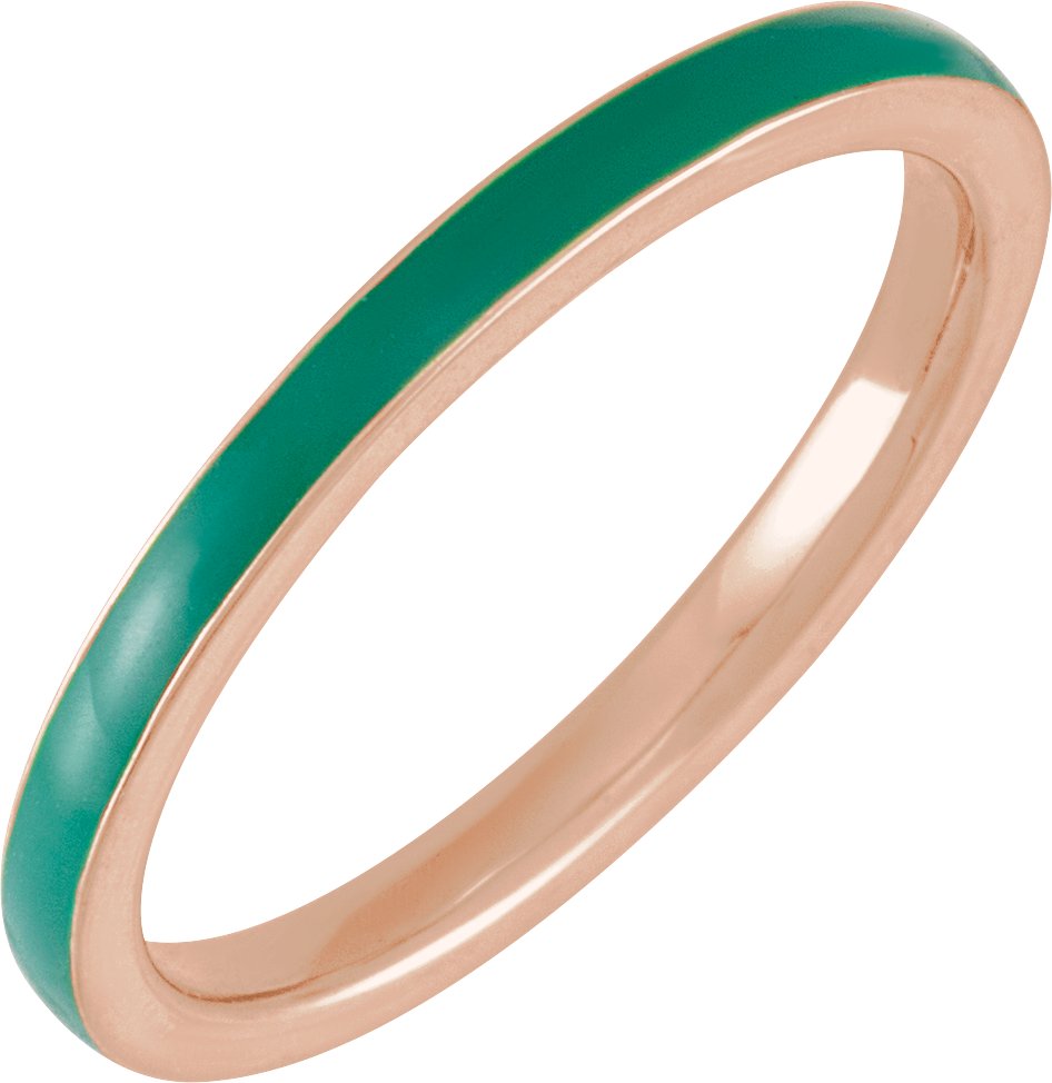 14K Rose Green Enamel Stackable Ring Ref 19517355